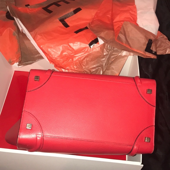 (SOLD) Red Celine Mini Luggage Tote - Picture 7 of 10